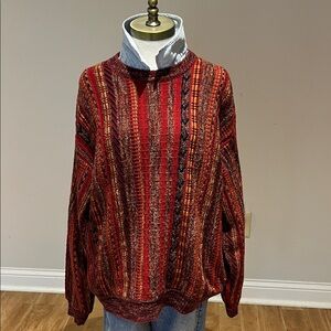 Norm Thompson 1990’s vintage wool burgundy  mulitcolor  Crewneck Sweater L-XL